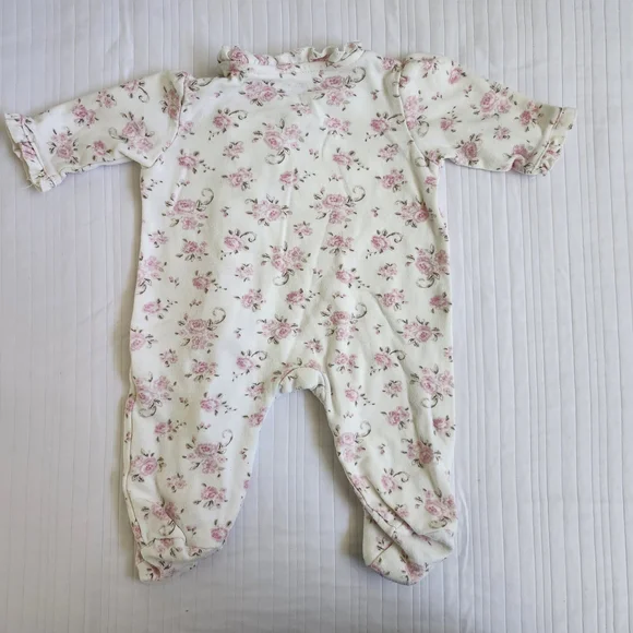 Little Me Pink Floral Footie - Picture 2 of 3